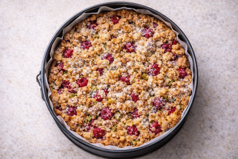 Rhubarb and Raspberry Cake