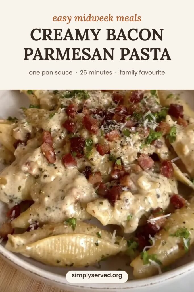 Creamy bacon parmesan pasta, an easy midweek meal